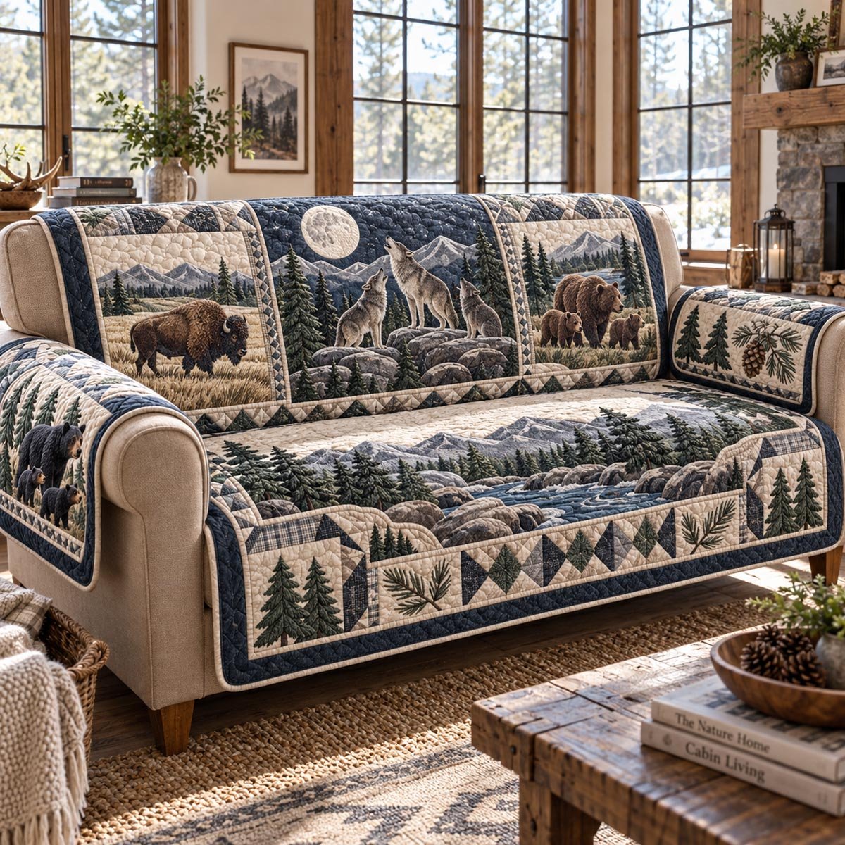 Wilderness Lodge Quilted Sofa Cover Xmas Quilted Sofa Cover Xmas Gifts For Dad