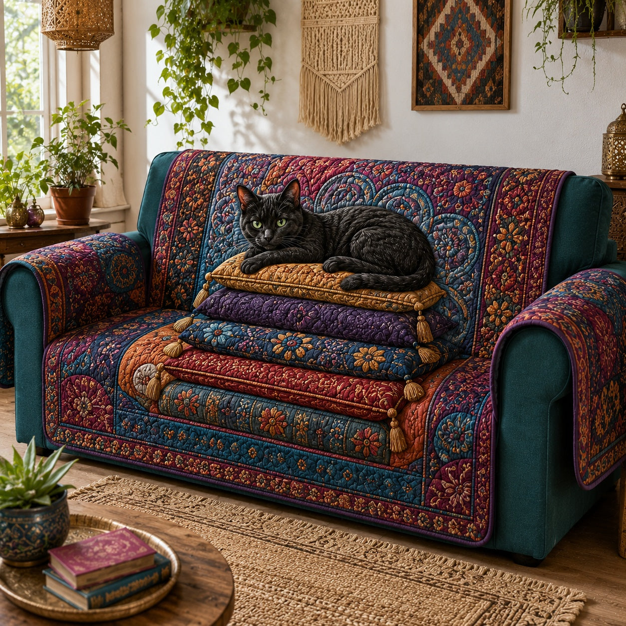 Velvet Purr Pavilion Quilted Sofa Cover Holiday Sofa Cover Best Christmas Gift Ideas_