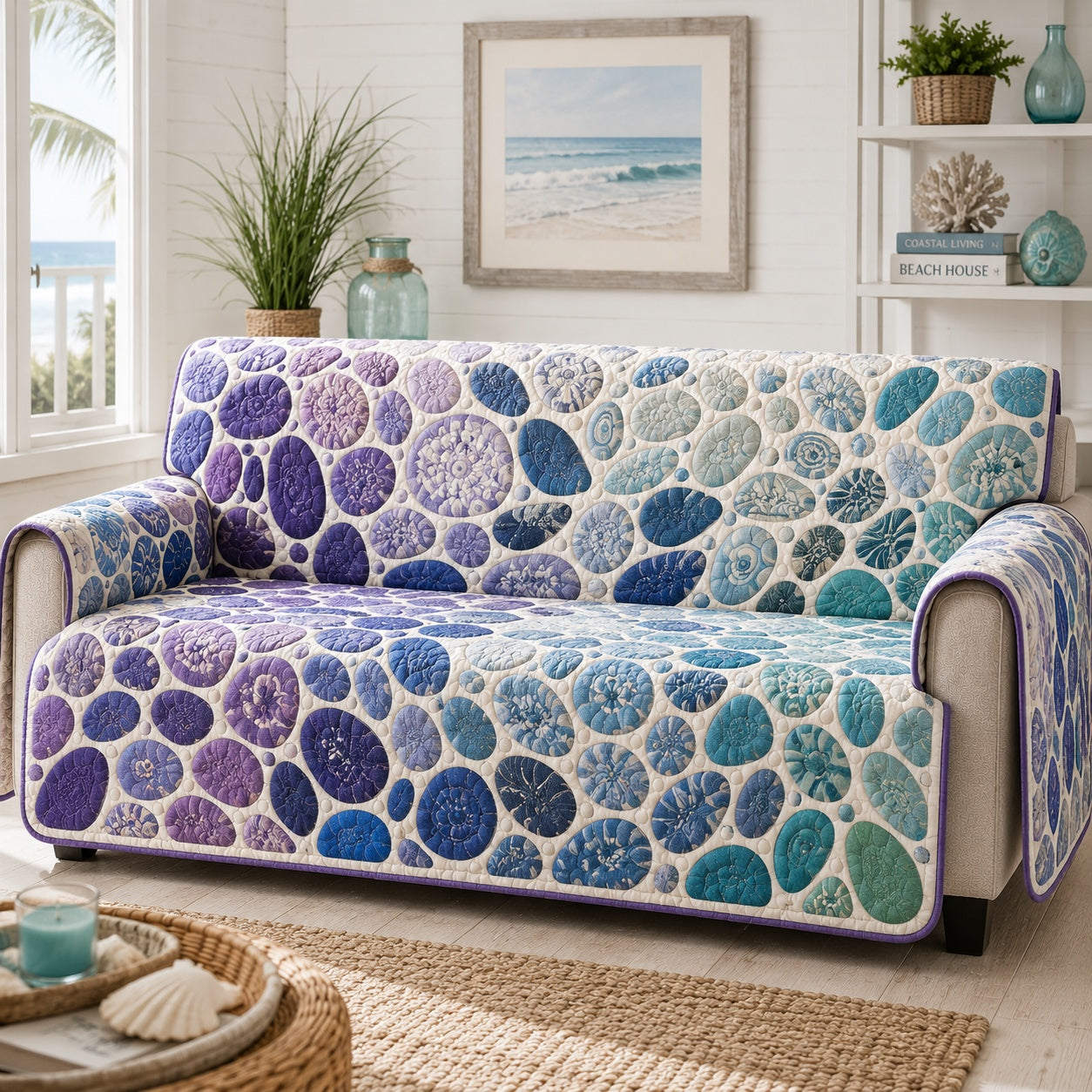 Twilight Urchin Horizon Quilted Sofa Cover Holiday Quilted Sofa Cover Husband Gifts