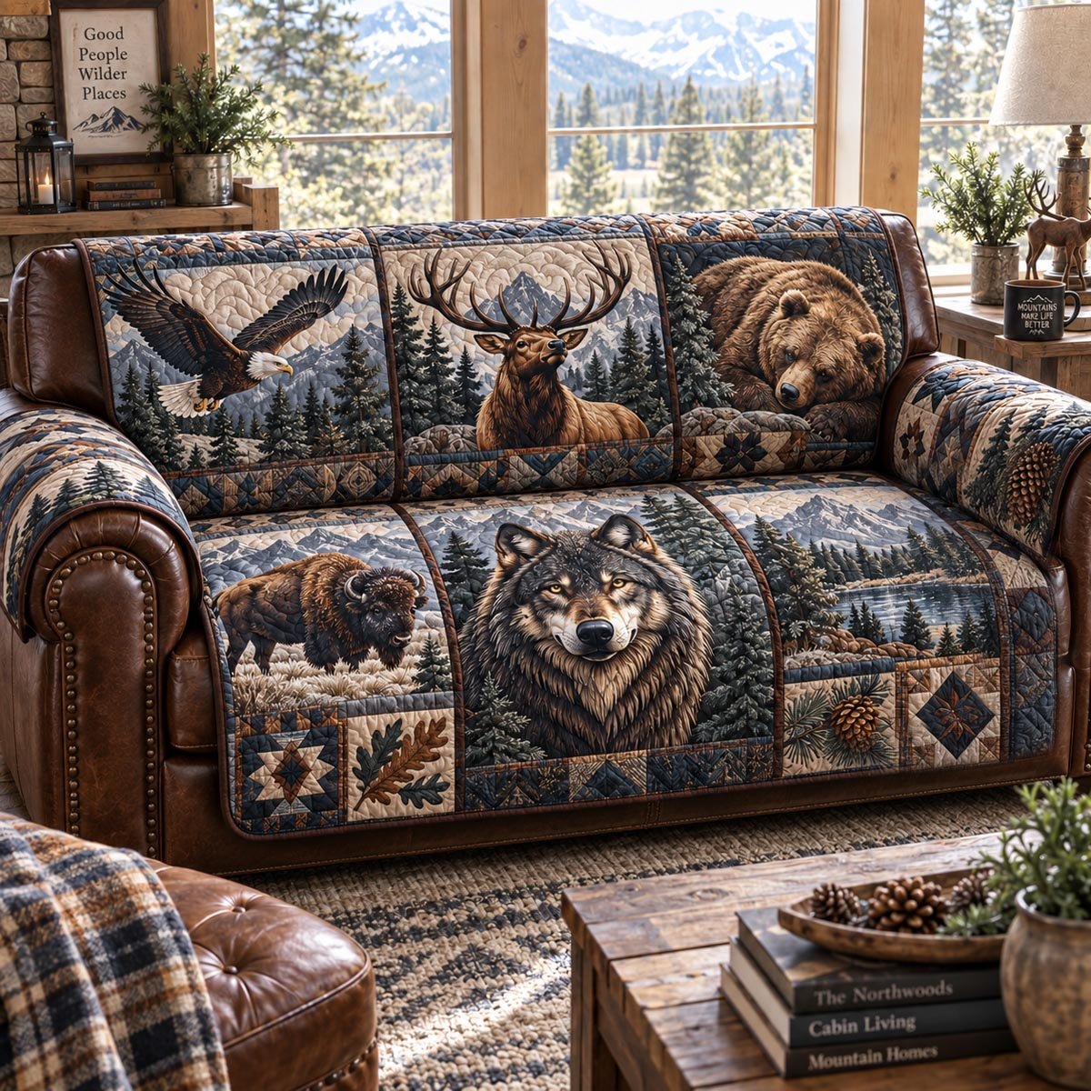 Woodland Wildlife Quilted Sofa Cover Christmas Quilted Sofa Cover Husband Gifts