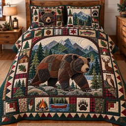Rustic Guardian Quilted Bedding Set Woodland Guardian Cozy Forest Xmas Decor Gifts