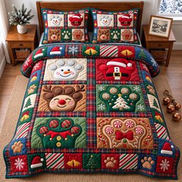 Santa Paws Quilted Bedding Set Xmas Puppy Bedding Set Christmas Decor Gifts