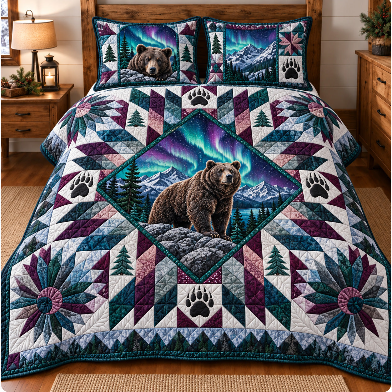 Rustic Guardians Quilted Bedding Set Woodland Guardian Cozy Xmas Decor Gifts