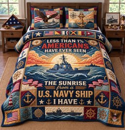 U.S Navy Veteran Quilted Bedding Set Military Tribute Bedding Honor Service Xmas Gifts