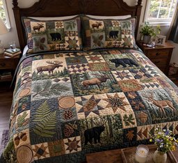 Wilderness Heritage Quilted Bedding Set Rustic Wilderness Bedding Set Xmas Gifts