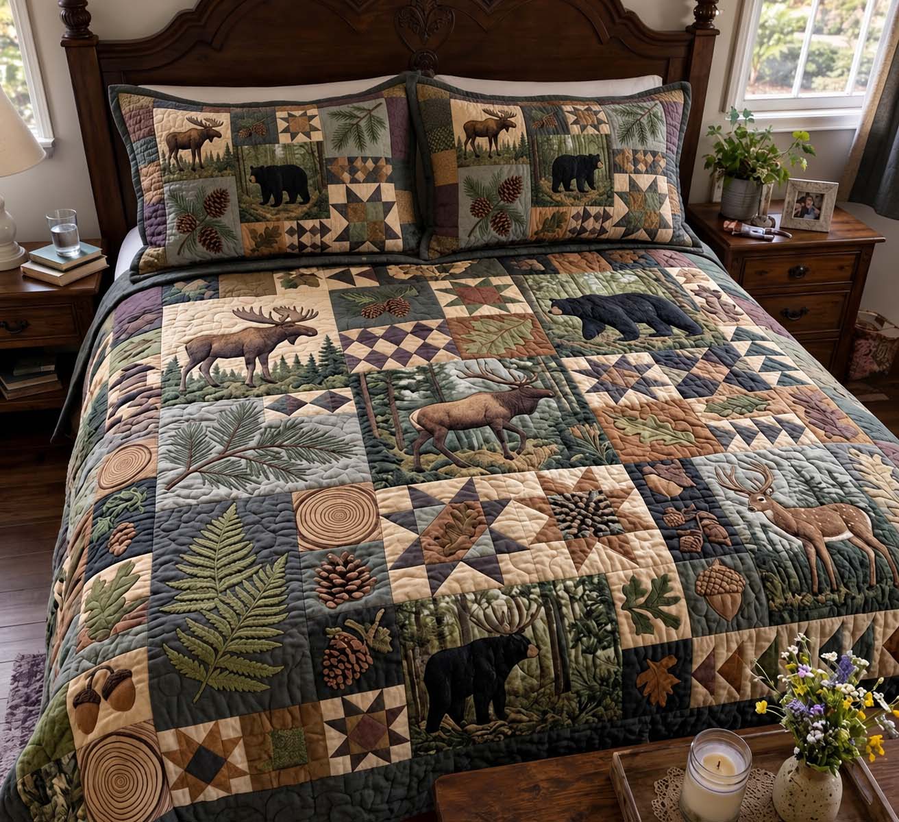 Wilderness Heritage Quilted Bedding Set Rustic Wilderness Bedding Set Xmas Gifts