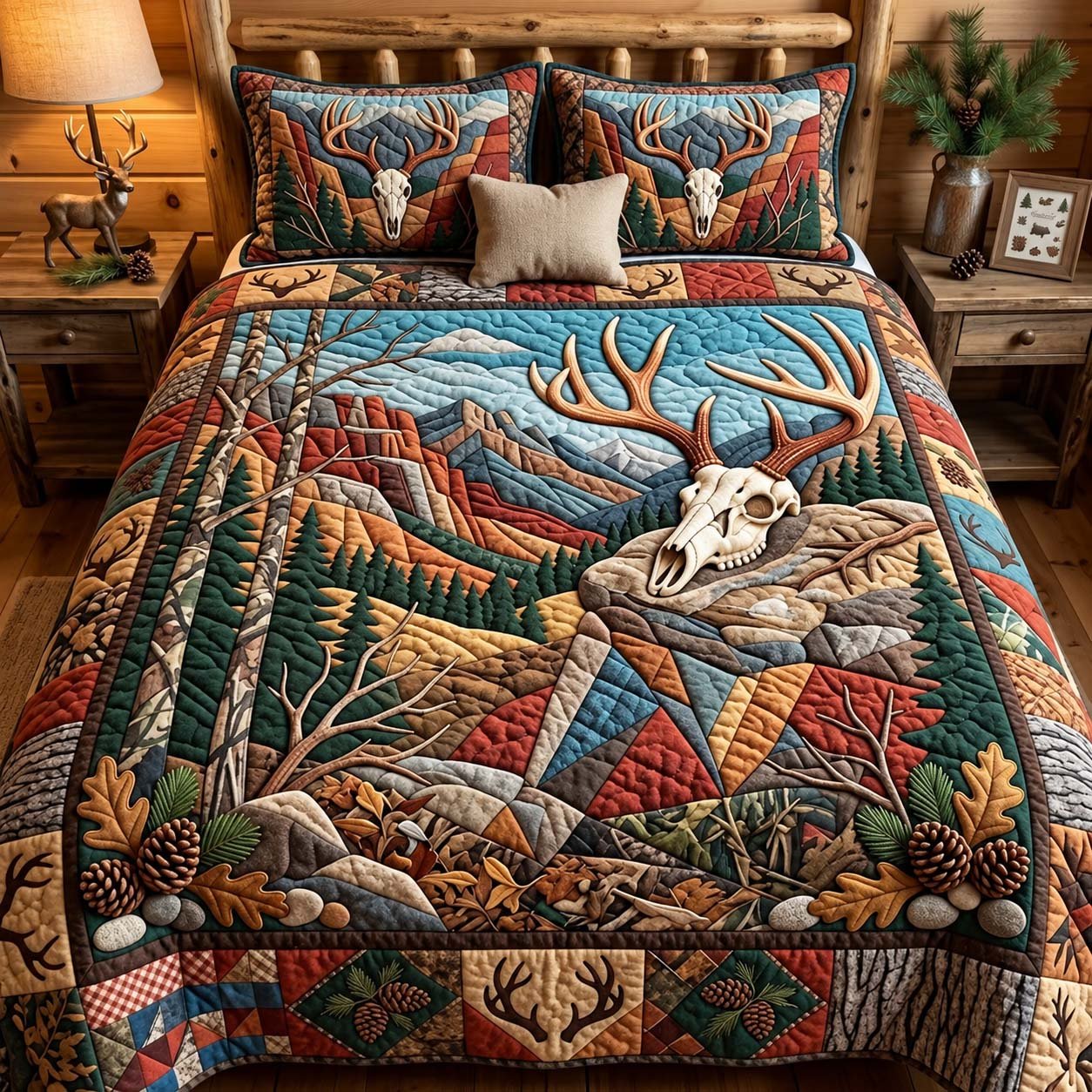 Mountain Hunter Lodge Quilted Bedding Set Rustic Hunting Bedding Cabin Decor Gifts