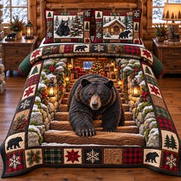 Holiday Rustic Guardian Quilted Bedding Set Christmas Angel Bedding Cozy Noel Gifts
