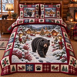 Holiday Rustic Guardian Quilted Bedding Set Christmas Angel Bedding Noel Decor Gifts
