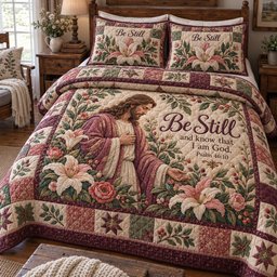 God Grace Quilted Bedding Set Christian Faith Bedding Winter Xmas Decor Holiday Gifts