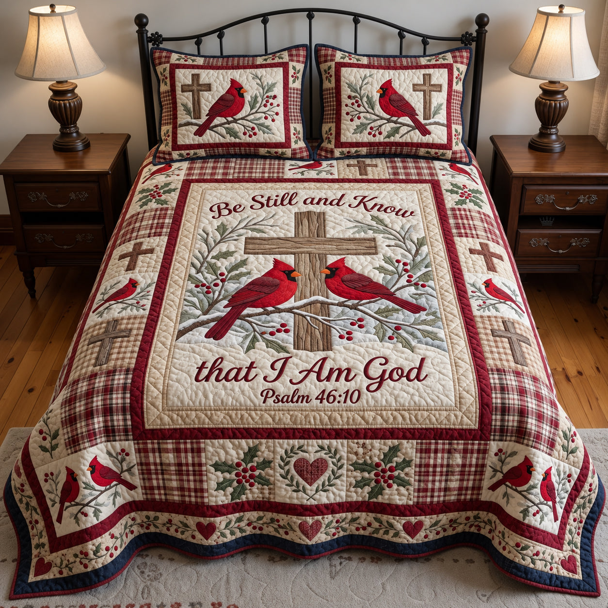 Be Still And Know Quilted Bedding Set Christmas Faith Bedding Gift For Family