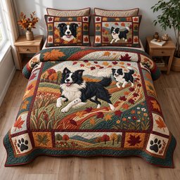Autumn Leaf Zoomies Quilted Bedding Set Christmas Bedroom Decor Holiday Gifts