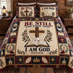 Be Still And Know Quilted Bedding Set Christmas Bed Sheet Set Gift For Family