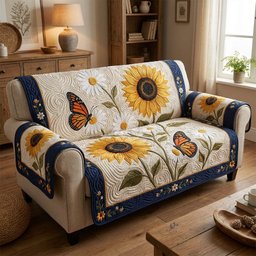 Butterfly Sun Meadow Quilted Sofa Cover Floral Sofa Cover Gifts For Family
