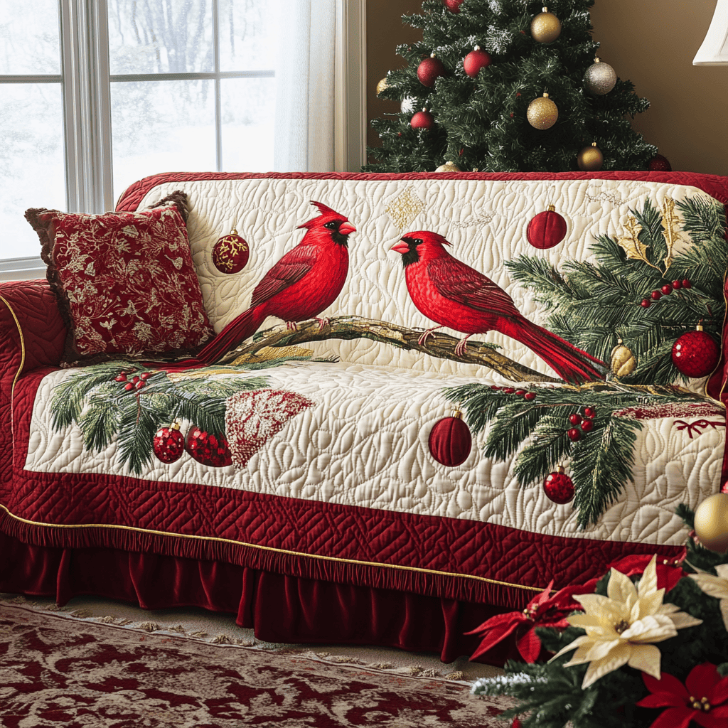 Cardinal Whisper Quilted Sofa Cover Aesthetic Room Ideas Gifts For Friends