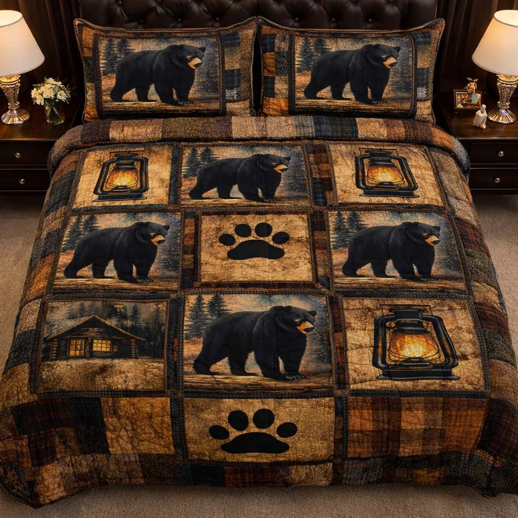 Bear Spirit Quilted Bedding Set Home Decor Items Birthday Gift For Boyfriend