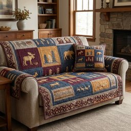 Cabin Moose Quilted Sofa Cover House Decor Items Birthday Gift For Women