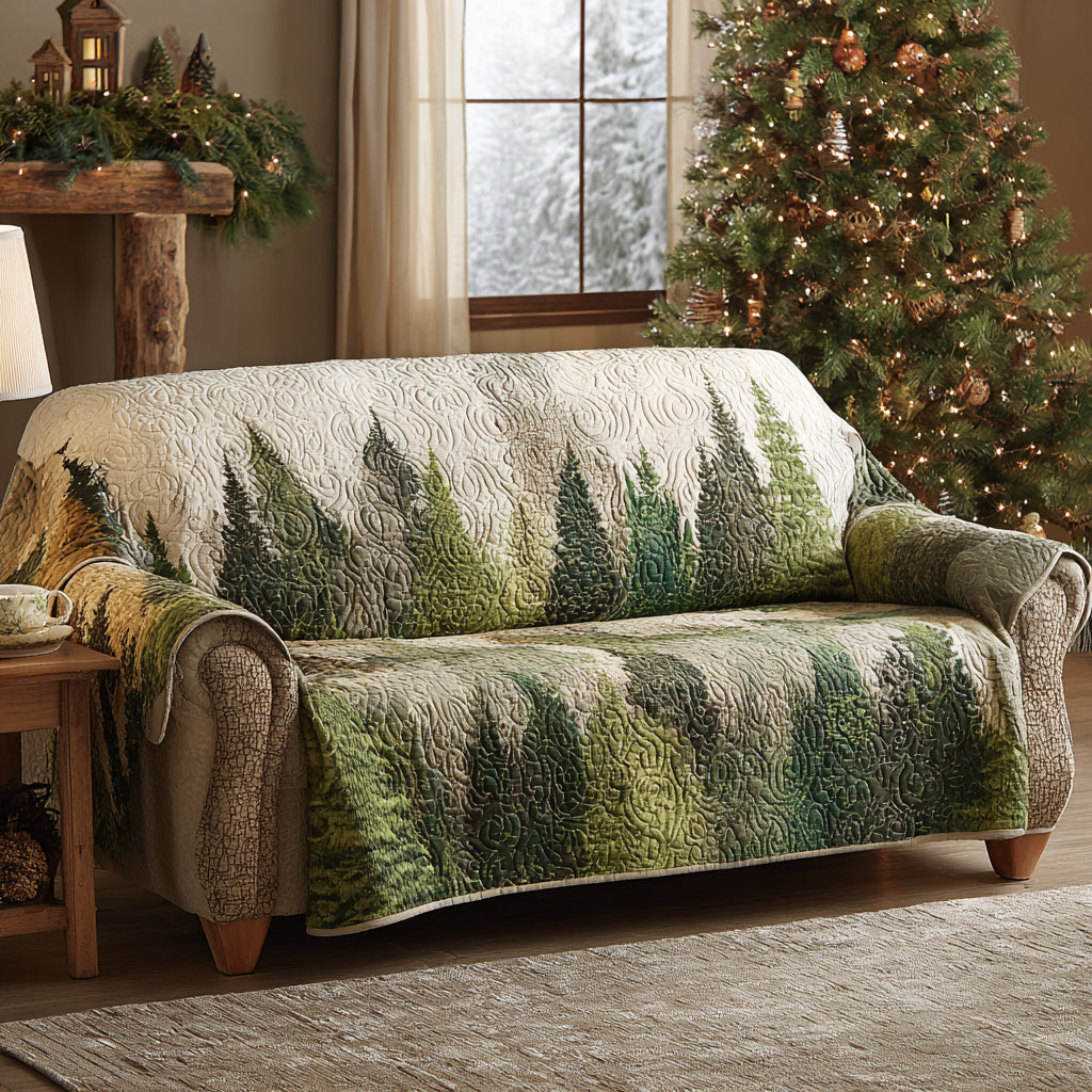 Dream Forest Quilted Sofa Cover Cozy Living Decor Gifts For Best Friend