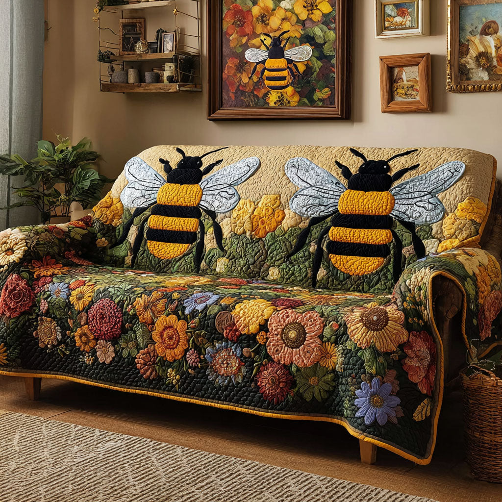 Bee Blossom Quilted Sofa Cover Aesthetic Room Ideas Best Father_s Day Gifts