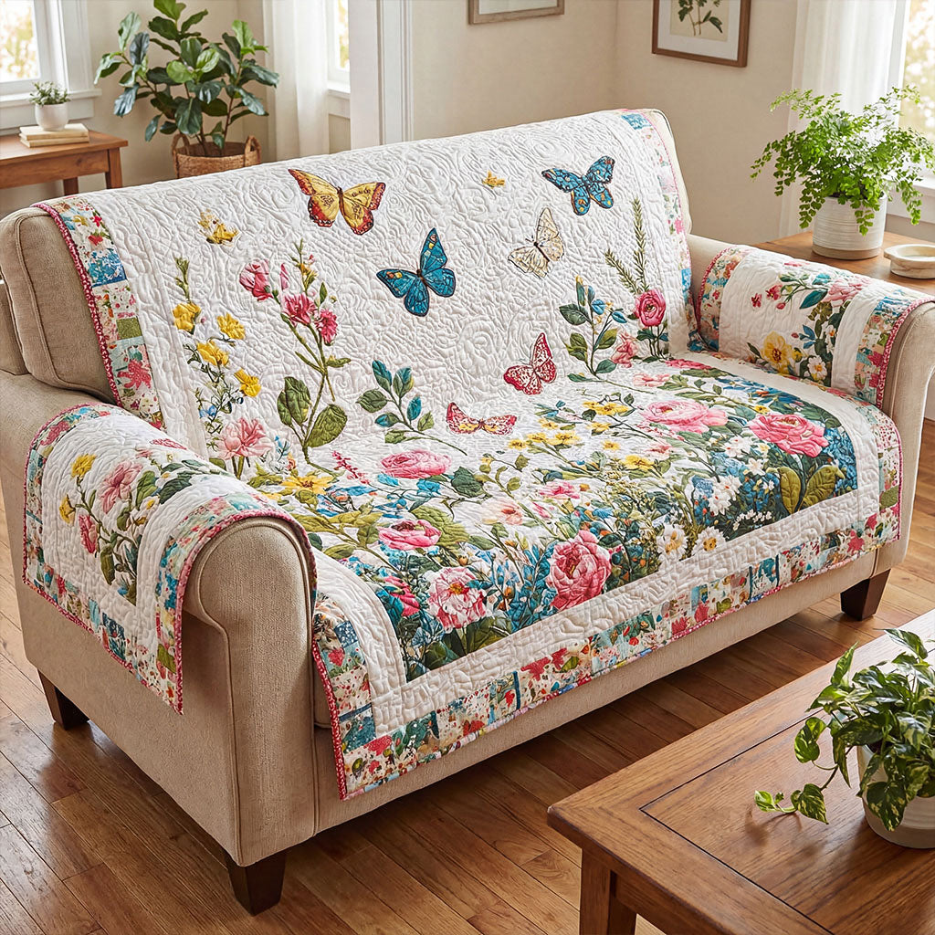 Butterfly Garden Dream Quilted Sofa Cover Furniture Protector Cover Gifts For Sister