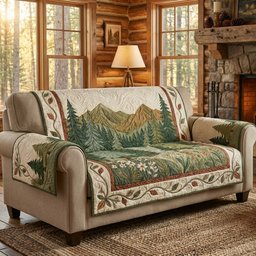 Autumn Woodland Quilted Sofa Cover Nature Lover Couch Protector Father_s Day Gift Ideas