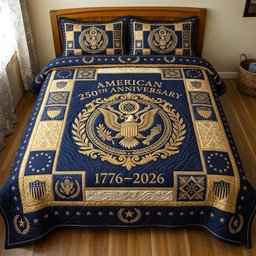 Heritage Patch Quilted Bedding Set American 250th Anniversary Cover Set Gifts For Sister