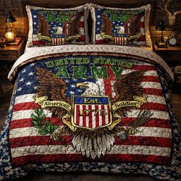 250th Anniversary Quilted Bedding Set Army Legacy Duvet Cover Set Patriotic Gifts