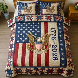 Heritage Patch Quilted Bedding Set Proud American Bedding Set Father_s Day Gifts