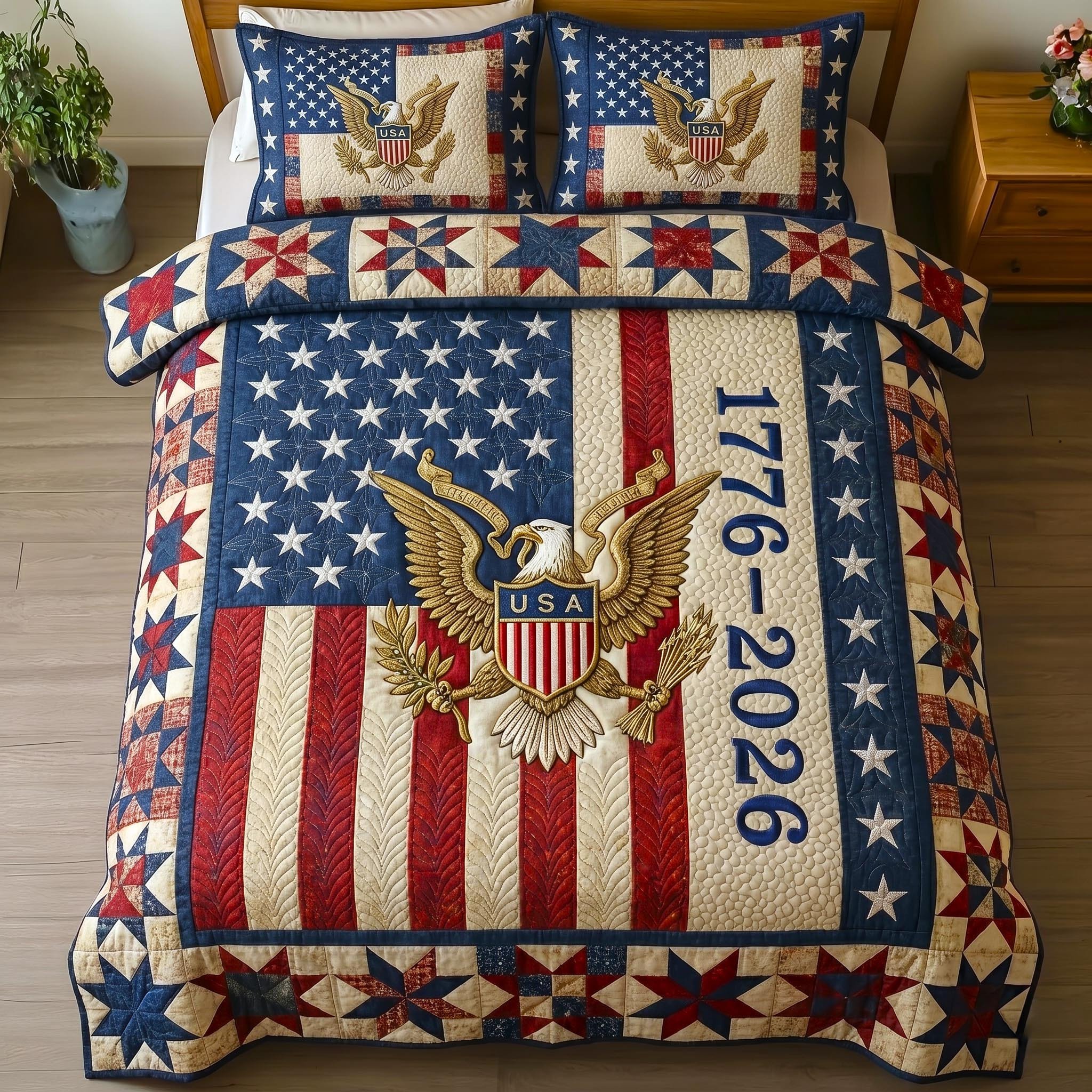 Heritage Patch Quilted Bedding Set Proud American Bedding Set Father_s Day Gifts