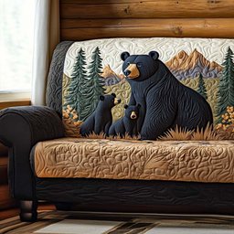 Bear Haven Quilted Sofa Cover Cozy Sofa Decor Cool Gift For Bear Lovers