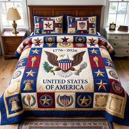 United States Of America Quilted Bedding Set Patriotic USA Eagle Bedroom Decor Gifts For Sister