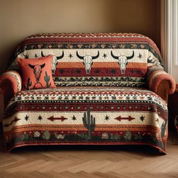 Desert Gallop Quilted Sofa Cover Rustic Deer Skull Sofa Cover Gift For Brother