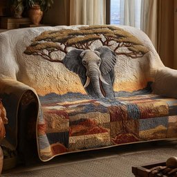Desert Traveler Quilted Sofa Cover Autumn Elephant Sofa Cover Gift For Elephant Lovers