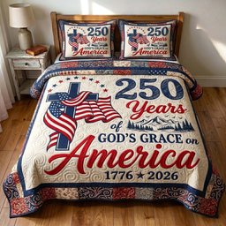 Faith Liberty Quilted Bedding Set 250 Years Of God_s Grace On America Bedroom Decor_