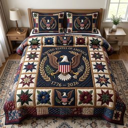 Heritage Patch Quilted Bedding Set United States Of America Bedding Set Patriotic For Mom