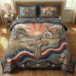 Country Chapel Quilted Bedding Set Cross Bedding Set Gifts For Girlfriend