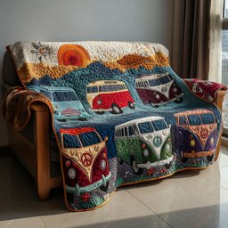 Flower Power Path Quilted Sofa Cover Retro Bus Sofa Cover Dad Birthday Gifts