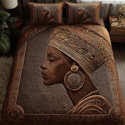 Magnificent Melanin Quilted Bedding Set Beautiful African Woman Bedspreads King Gift For Her
