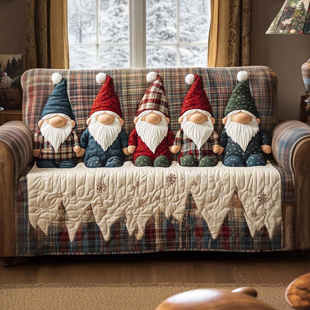 Cozy Gnomes Quilted Sofa Cover Soft Furniture Cover Gifts For Friends