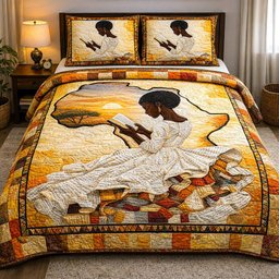 Ebony Glow Quilted Bedding Set Black Queen Bedroom Decor Unique Gift For Her