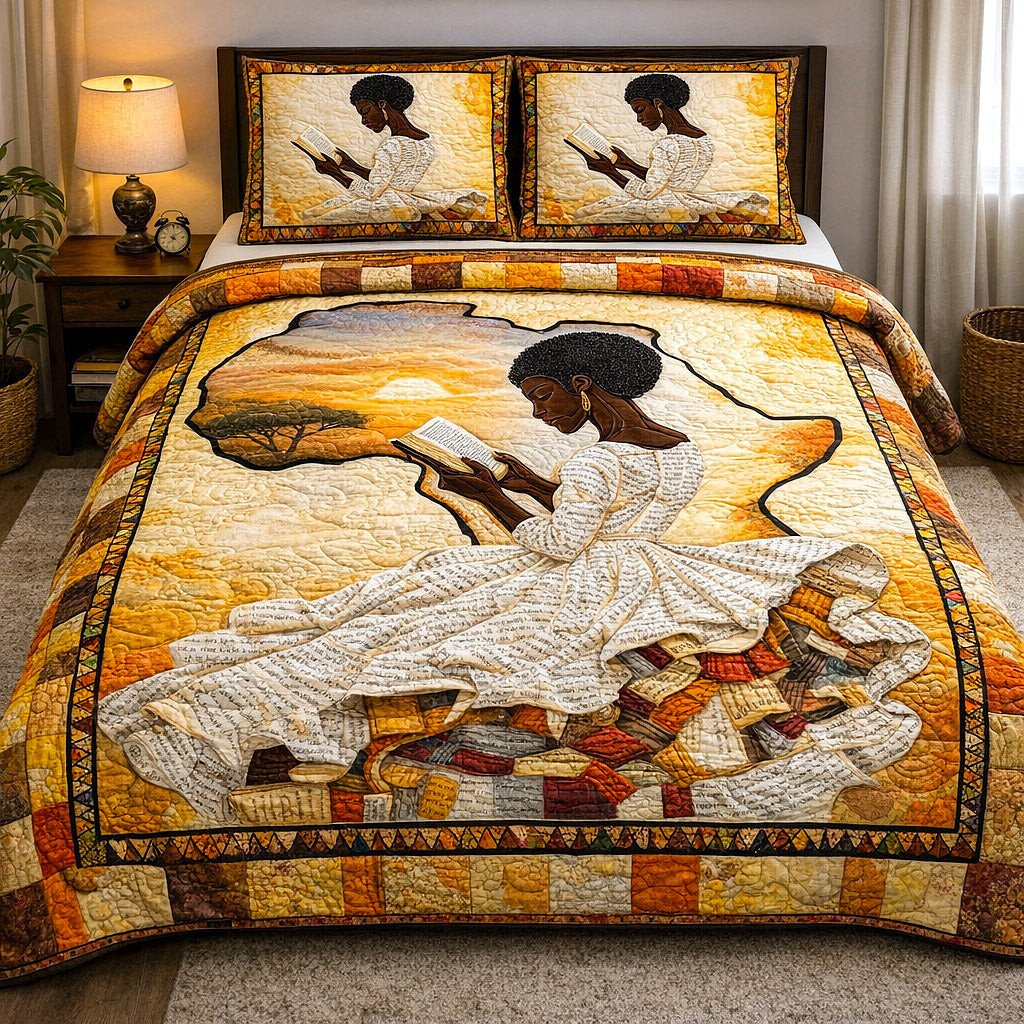Ebony Glow Quilted Bedding Set Black Queen Bedroom Decor Unique Gift For Her