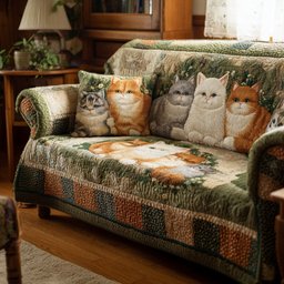 Cottage Companions Quilted Sofa Cover Quilted Sofa Protector Gift For Cat Owners
