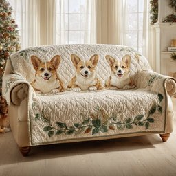 Corgi Infinite Quilted Sofa Cover Cute Puppy Quilt Sofa Cover Gifts For Best Friend_
