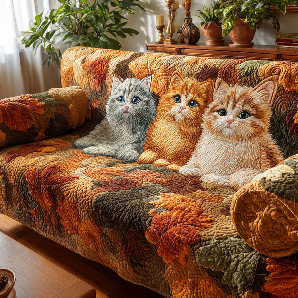 Cozy Companions Quilted Sofa Cover Nature Lover Sofa Cover Cat Lover Gift