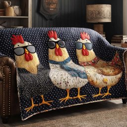 Cool Chicks Club Quilted Sofa Cover Cute Picture Sofa Cover Gift For Chicken Lovers