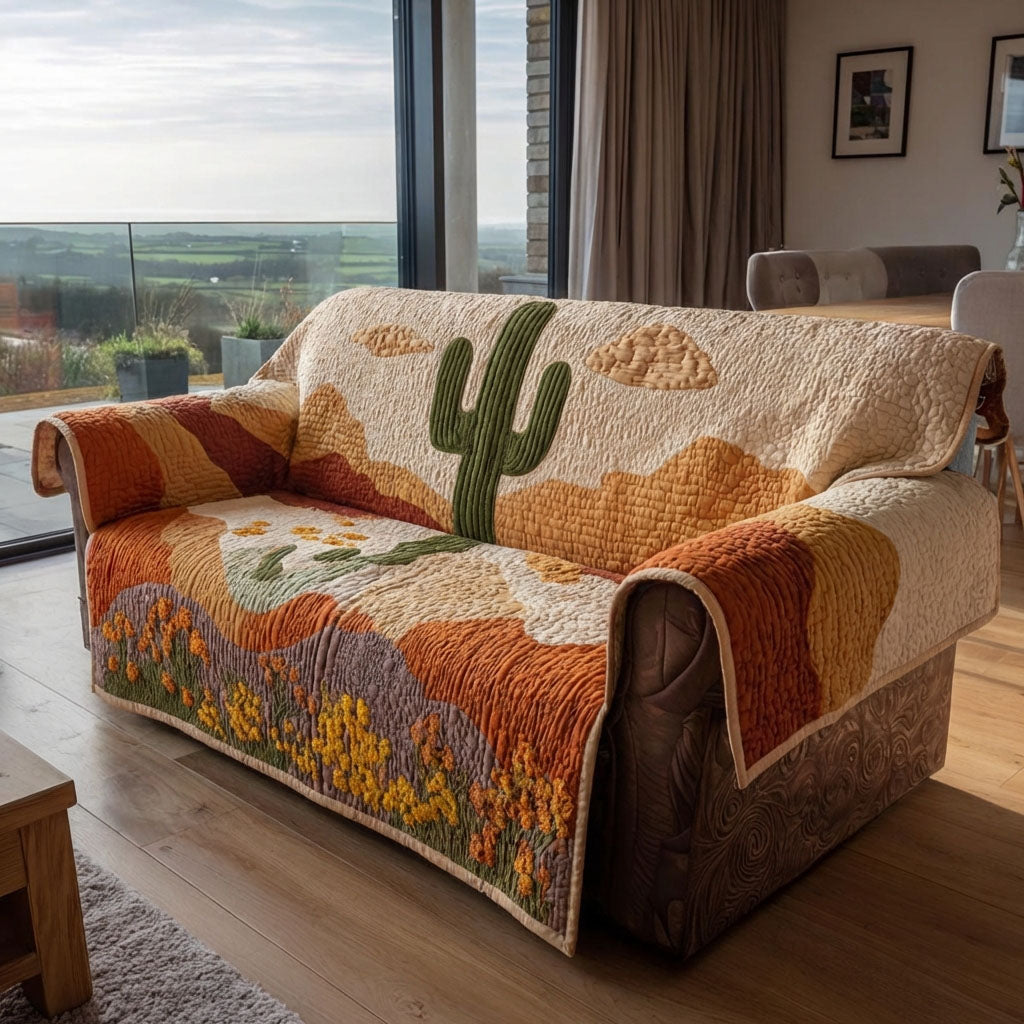 Canyon Dune Quilted Sofa Cover Colorful Cactus Quilted Sofa Cover Gifts For Couple