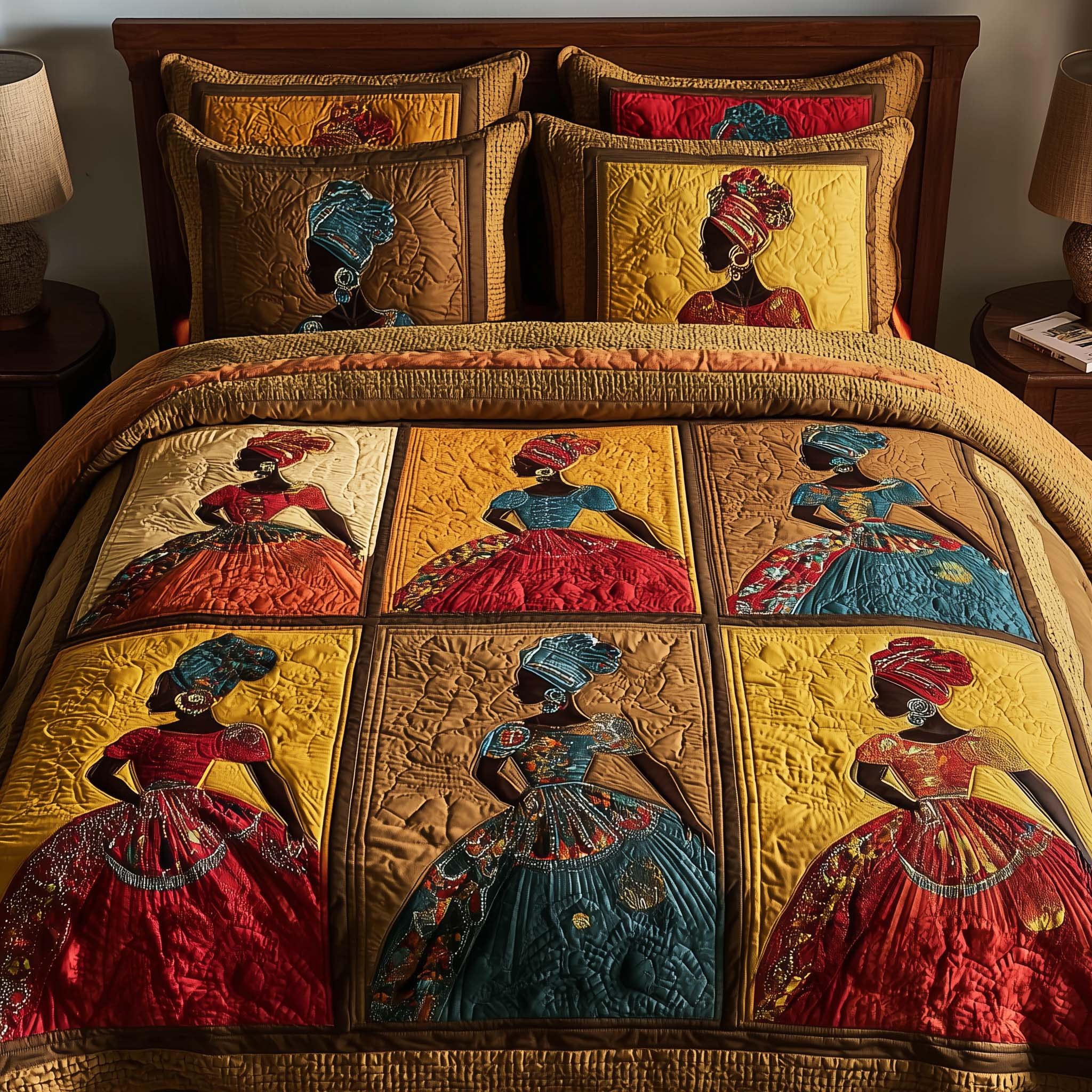 Magnificent Melanin Quilted Bedding Set African American Queen Bedspreads King Woman Gifts