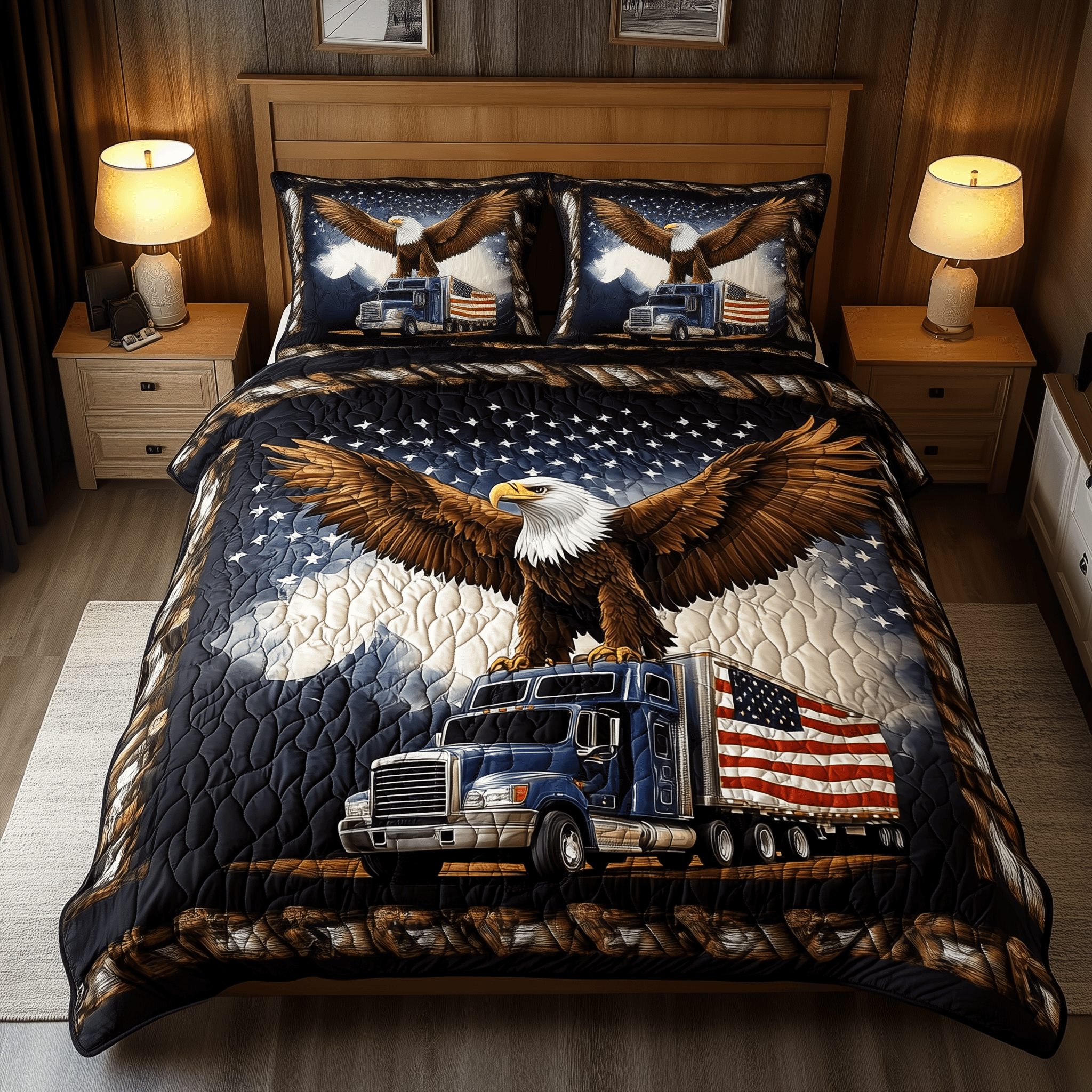 Eagle Of Freedom Quilted Bedding Set America_s Birthday Bedding Set Father_s Day Gifts