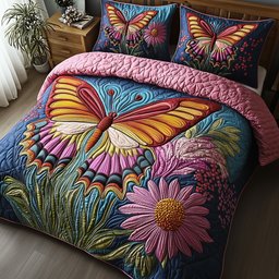 Butterfly Haven Quilted Bedding Set Aesthetic Room Ideas Gift For Butterfly Lovers