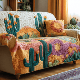 Cactus Patch Quilted Sofa Cover Saguaro Landscape Sofa Protector Gifts For Family